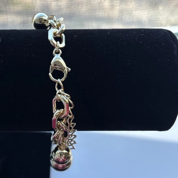 Bold Gold Plated Heart Charm Bracelet Chunky Link Love Statement Jewelry - Picture 7 of 11